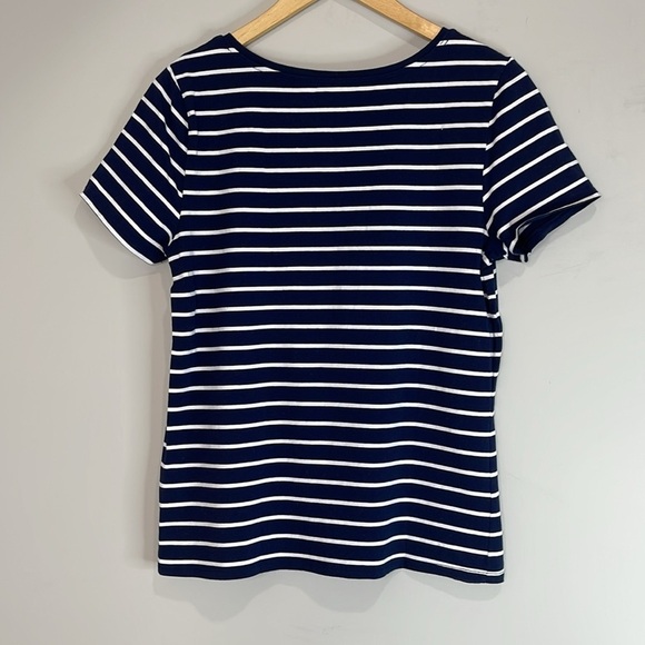 Reitmans R Essentials Striped Scoop Neck Short Sleeve T-Shirt Navy Blue White M - Picture 6 of 11